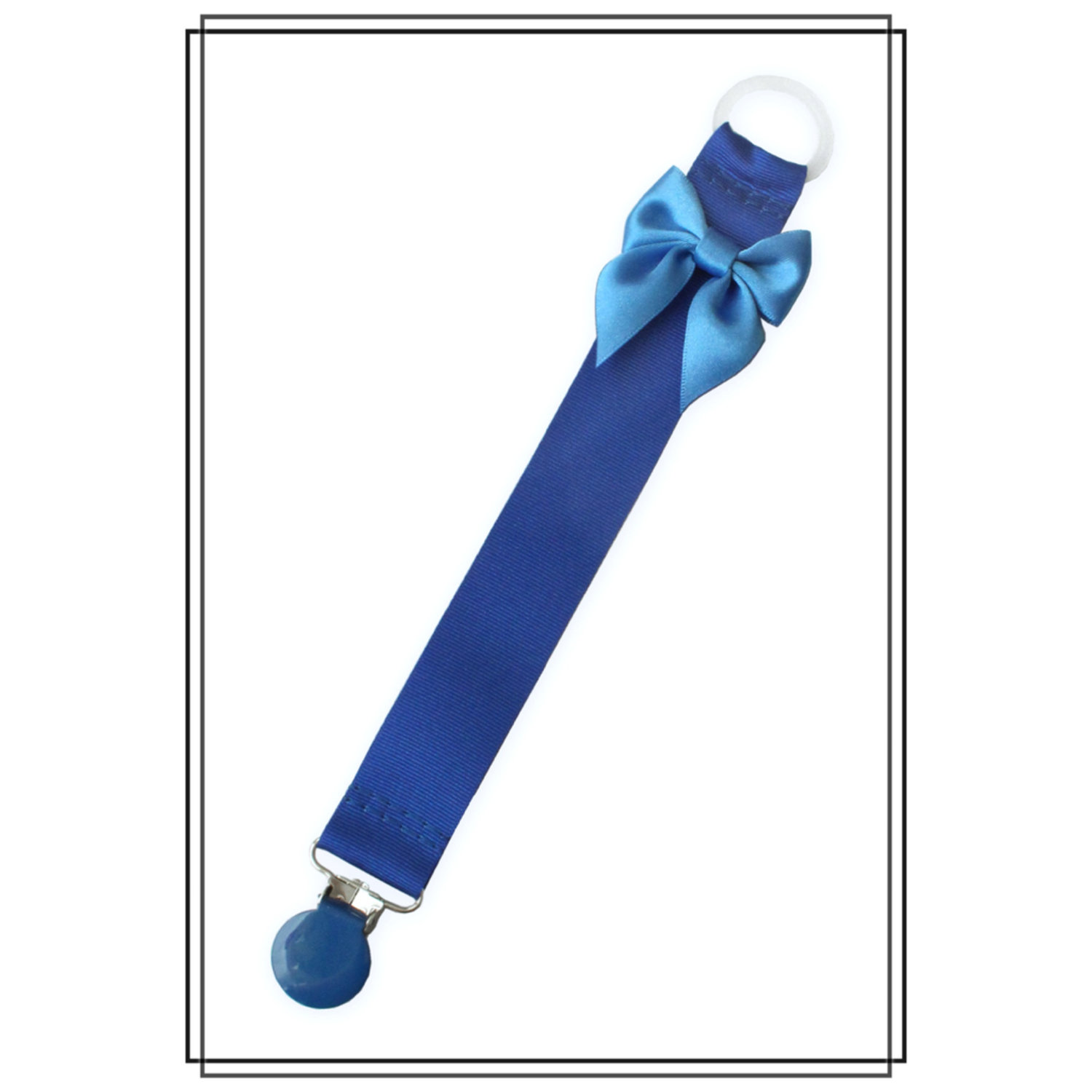 Blå napphållare med mellanblå rosett - blått clip
