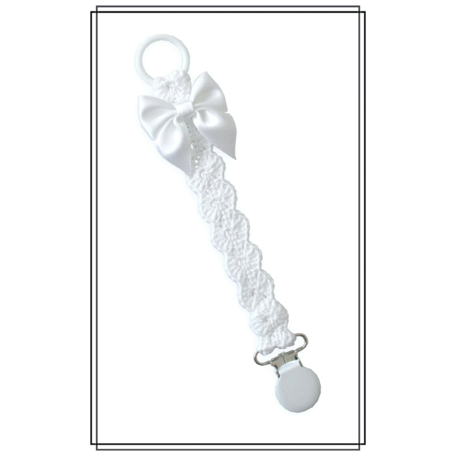 Napphållare virkad vit napphållare med rosett - vitt clip