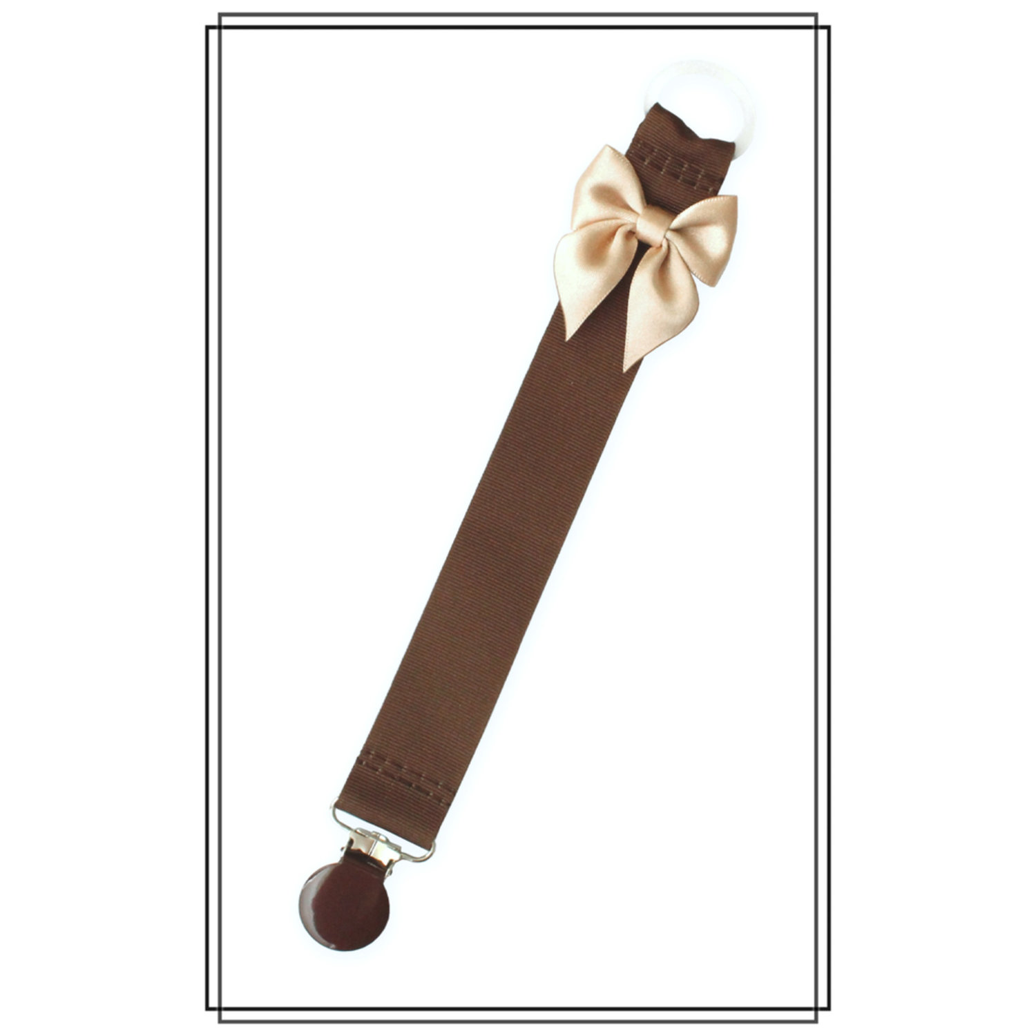 Brun napphållare med beige rosett - brunt clip