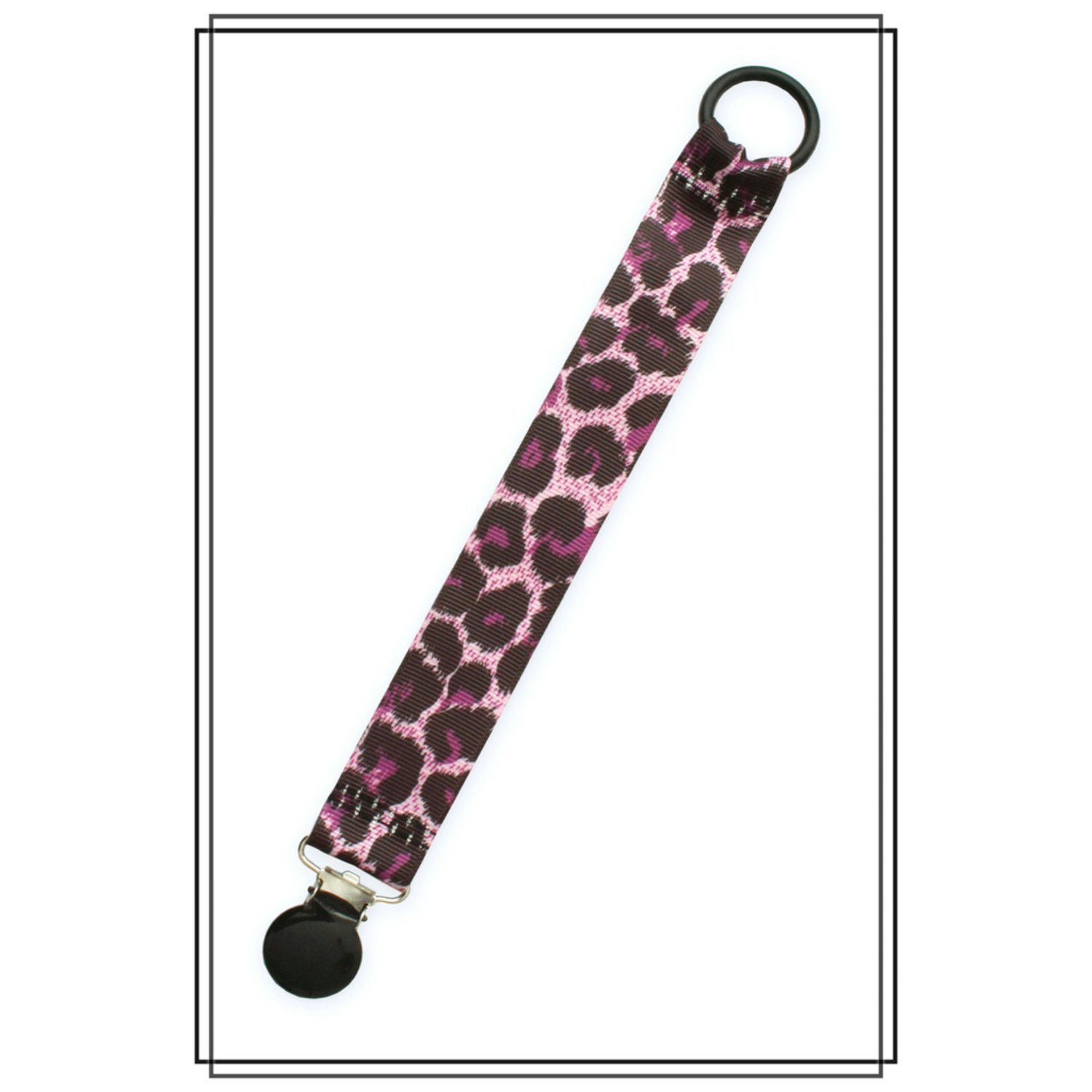 Napphållare lila leopard - svart clip