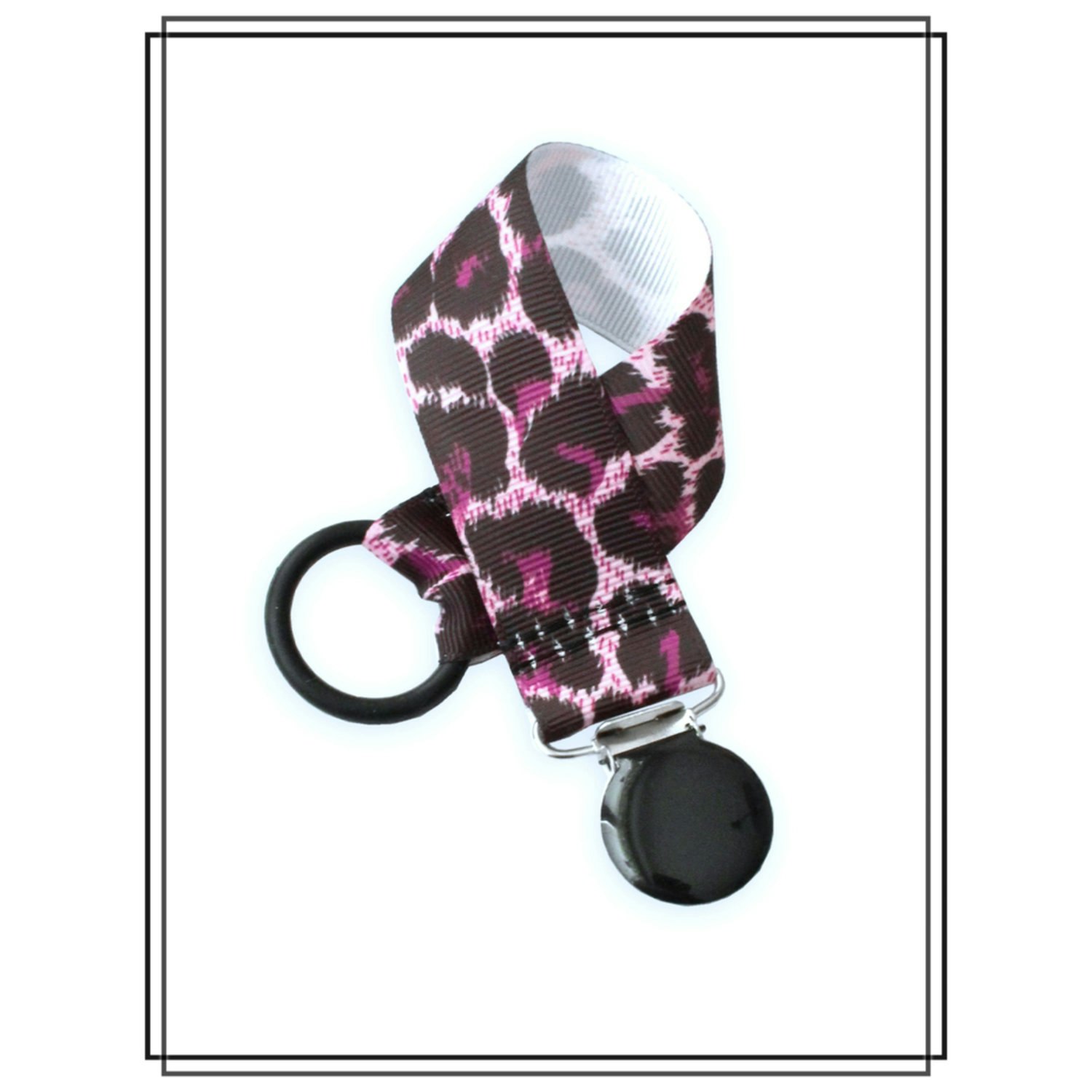Napphållare lila leopard - svart clip