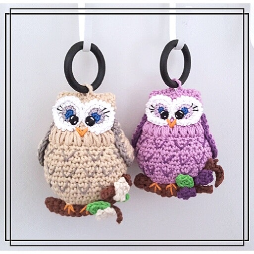 VIRKMÖNSTER mönster beskrivning uggla ugglor vagnhänge virka amigurumi