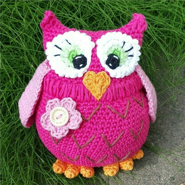 VIRKMÖNSTER mönster beskrivning virkad uggla amigurumi virka