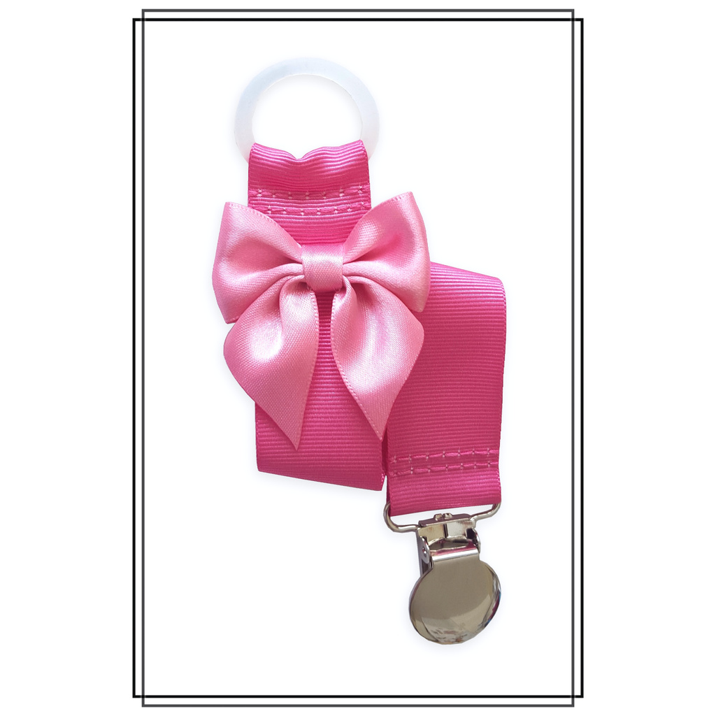 Cerise napphållare med rosa rosett - silver