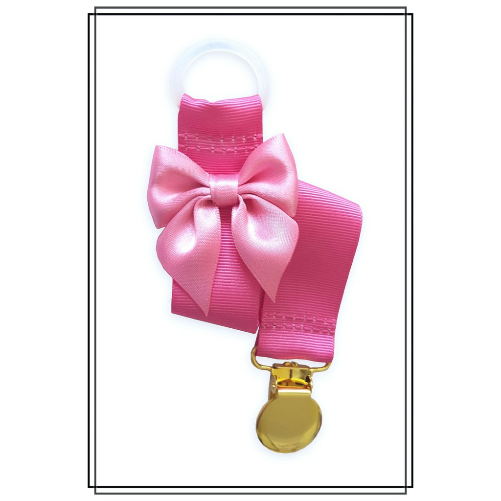 Cerise napphållare med rosa rosett - guld