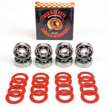 Red Rockets ABEC 5  Skateboard Bearings by Forged Ironware