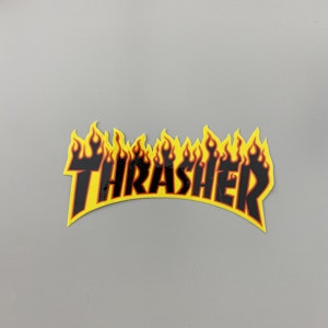 Sticker Thrasher Flame 15 cm Black