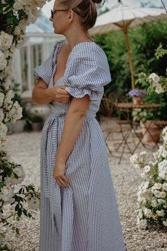 PUFFY DRESS - STRIPED BLUE/WHITE