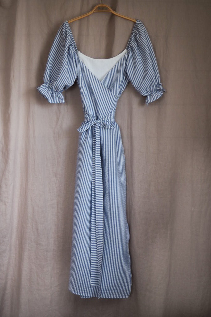 PUFFY DRESS - STRIPED BLUE/WHITE