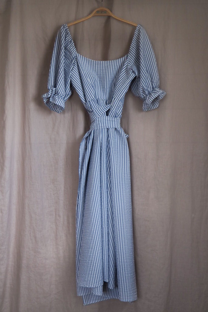 PUFFY DRESS - STRIPED BLUE/WHITE