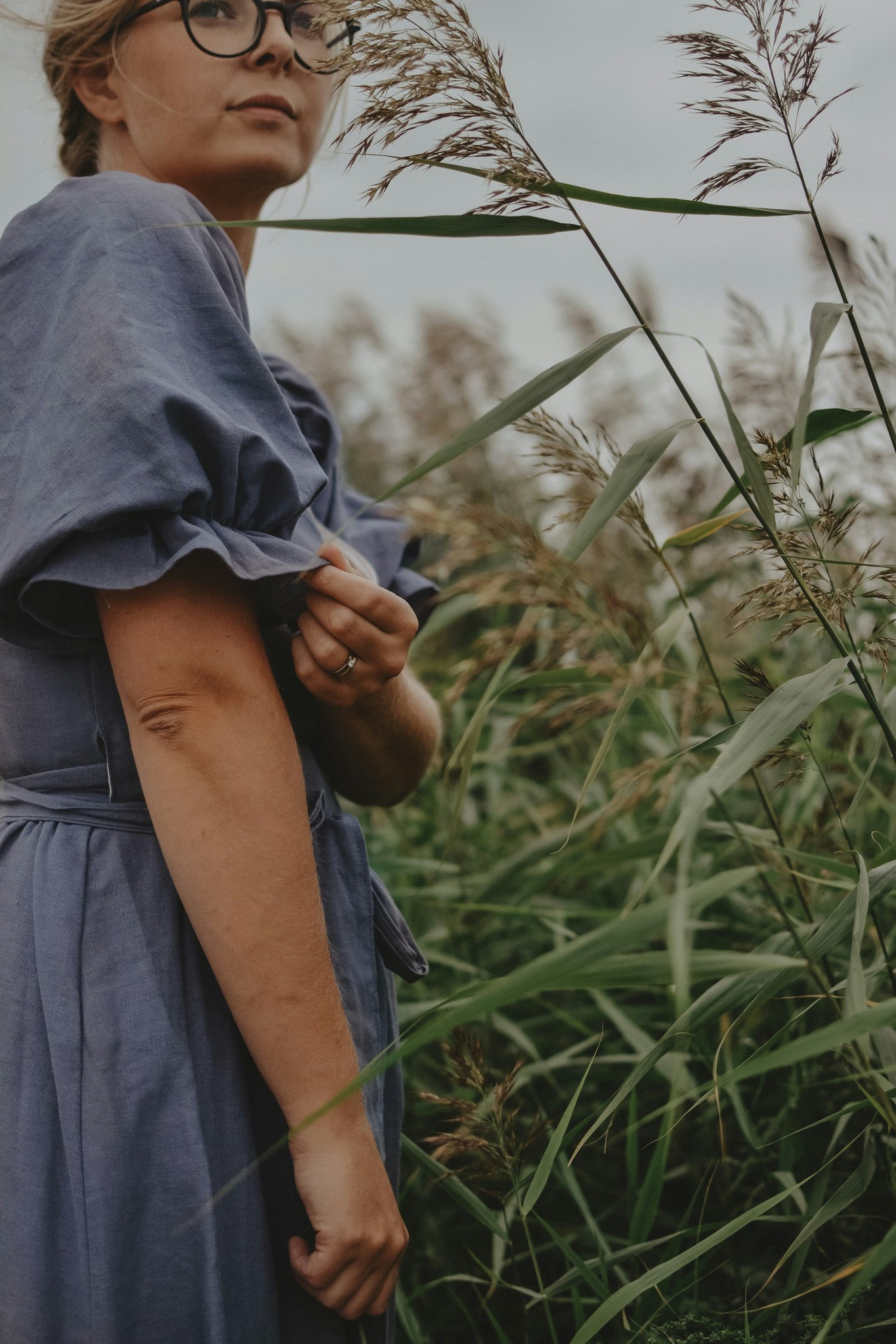 PUFFY DRESS - DUSTY BLUE