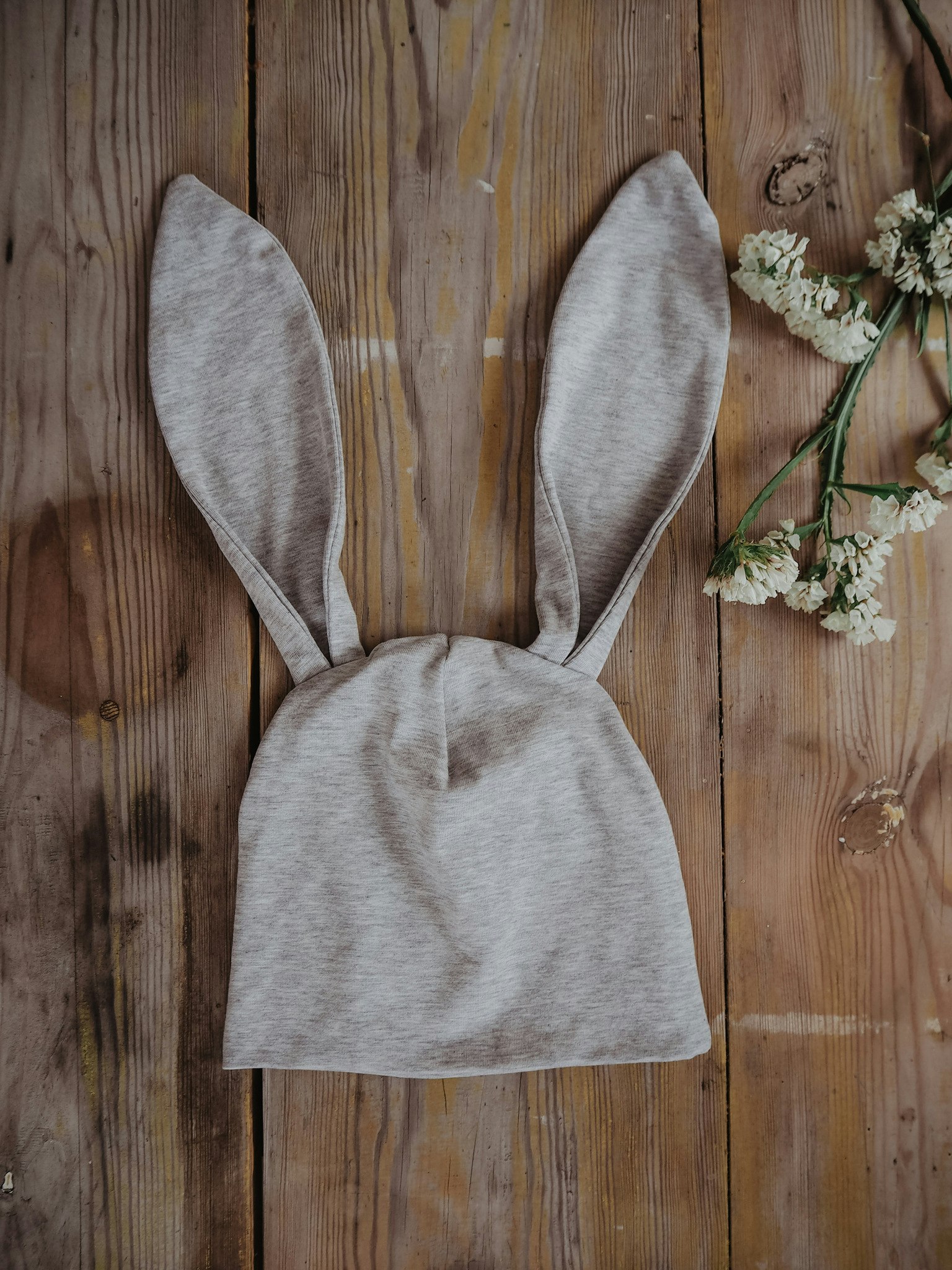 BUNNY BEANIE 1 -2,5 YEARS LIGHT GREY PAPIJJON SWEDEN