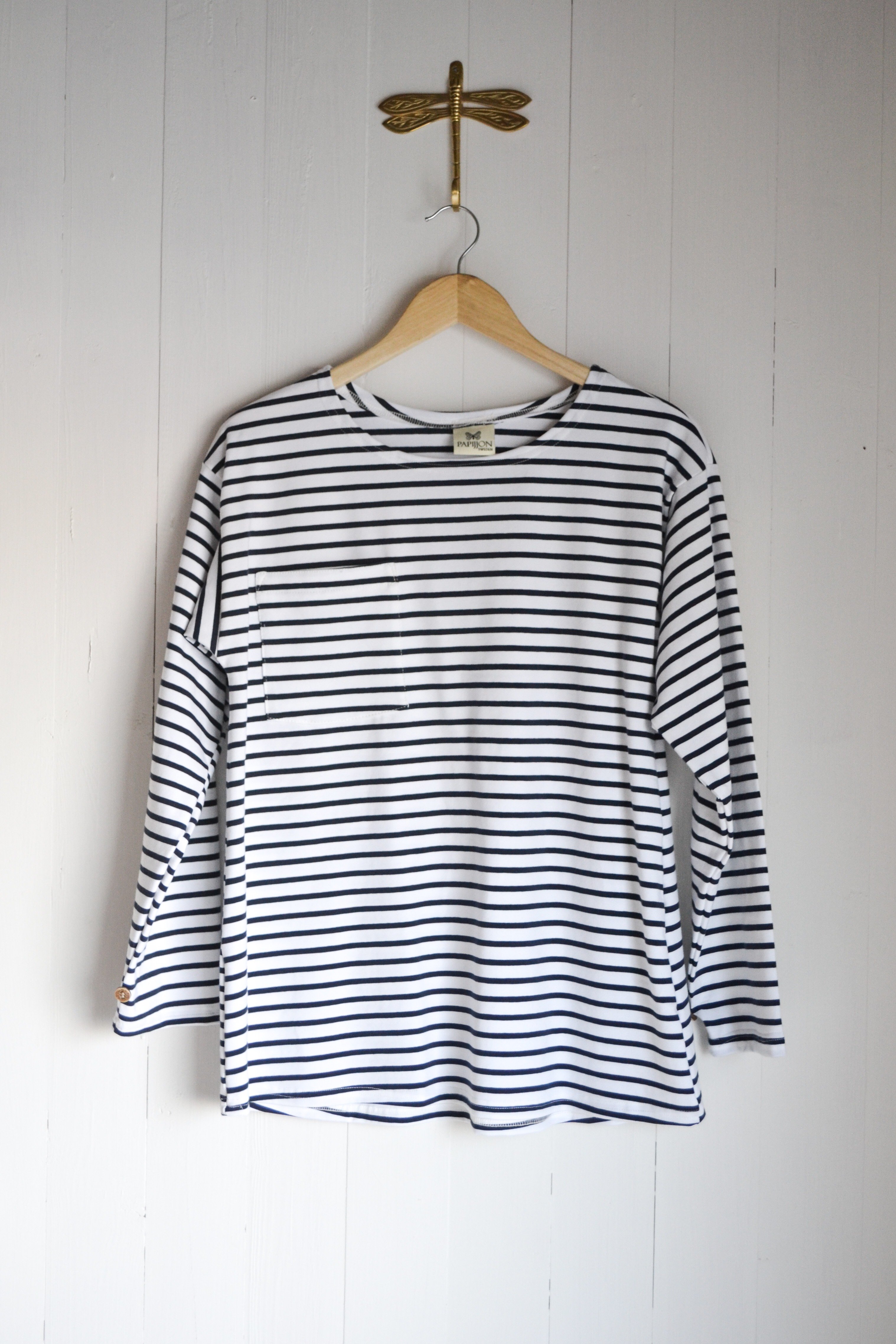 REMOVIBLE LONG SLEEVE TOP - BLUE AND WHITE STRIPES