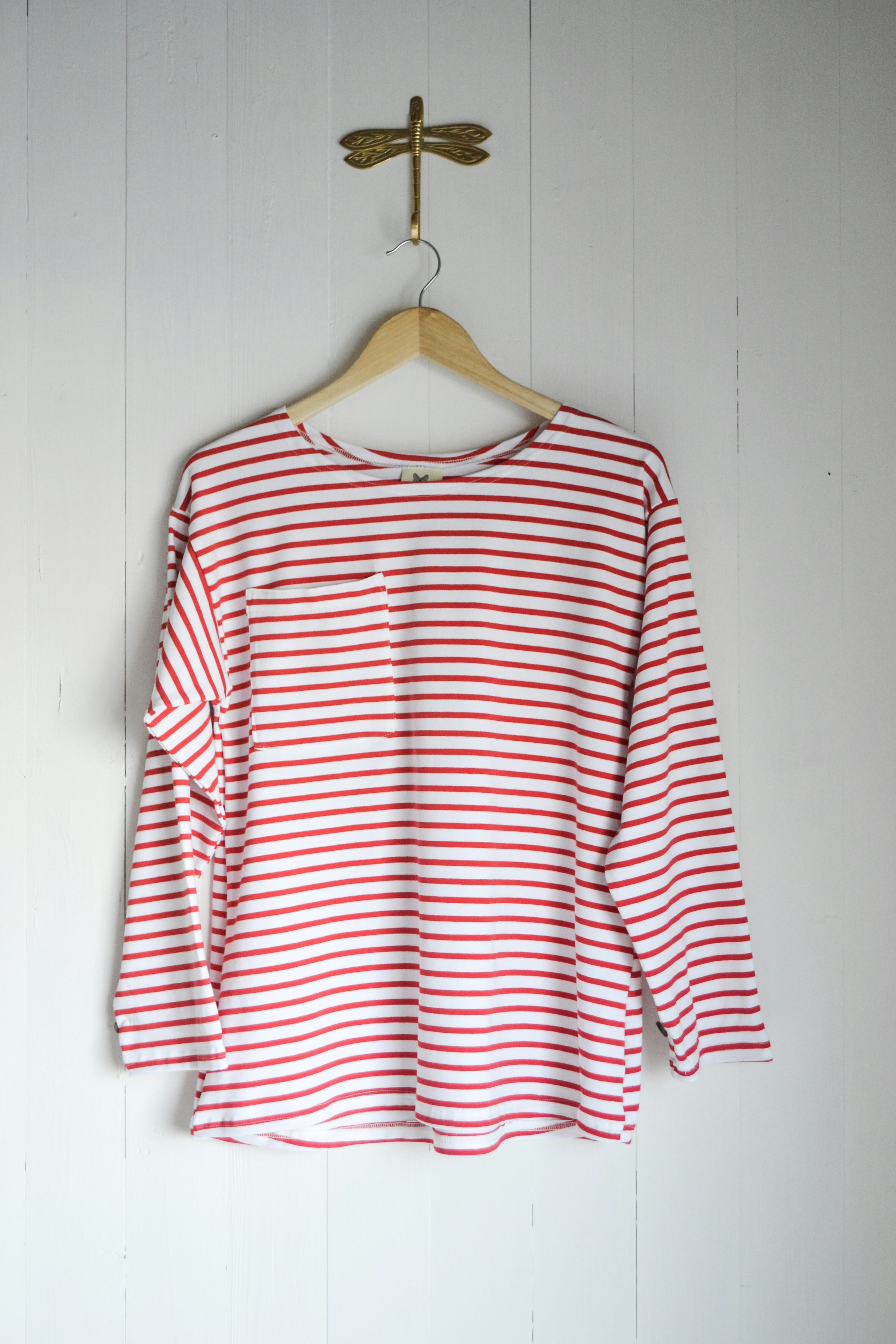 REMOVIBLE LONG SLEEVE TOP - RED AND WHITE STRIPES