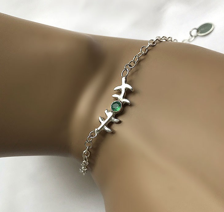 Gren armband i silver med grön onyx sten