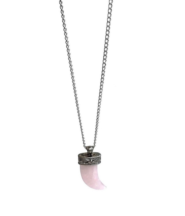 Silverpläterat halsband med stor rosenkvarts sten