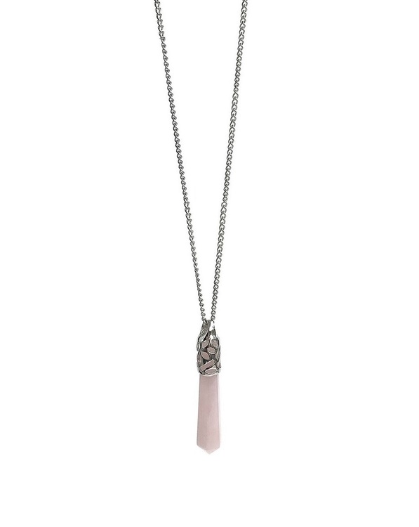 Halsband med rosa hänge rosenkvarts pendel