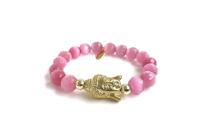 Armband med rosa cats eye pärlor