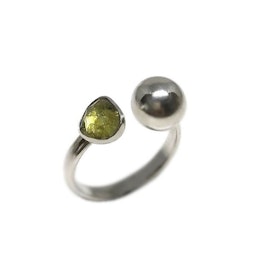 Grön Turmalin ring silver