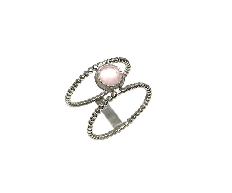 Rosa kalcedon ring silver
