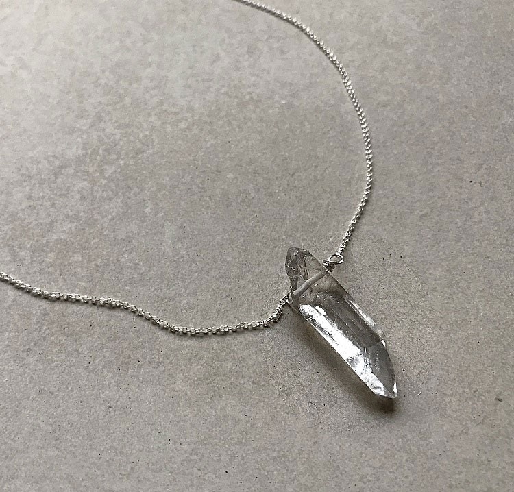 Rå bergskristall halsband äkta silver