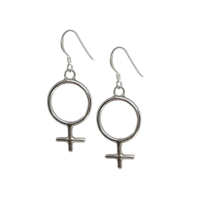 Silverörhängen med symbol kvinna Venus - C.M.H Design Jewellery