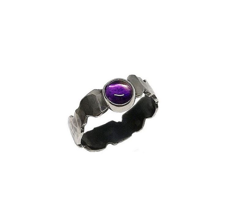 Bred vågig Ametist ring silver