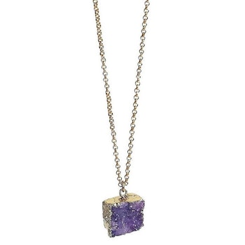 Halsband med lila fyrkantig sten