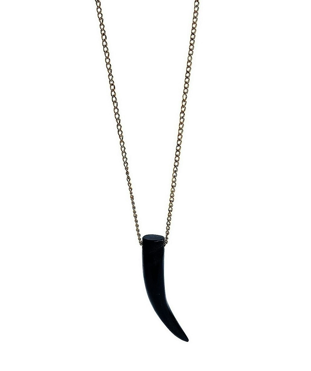 Horn halsband med svart ädelsten herr - C.M.H Design Jewellery