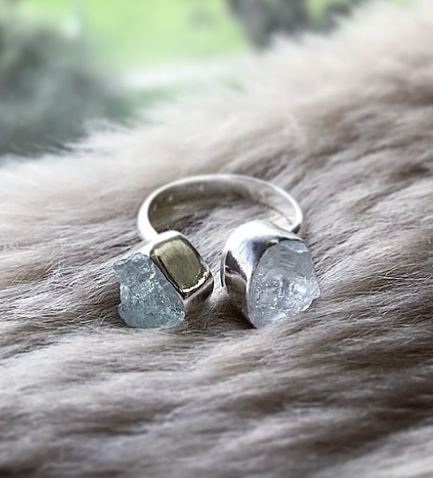 Stor akvamarin ring silver