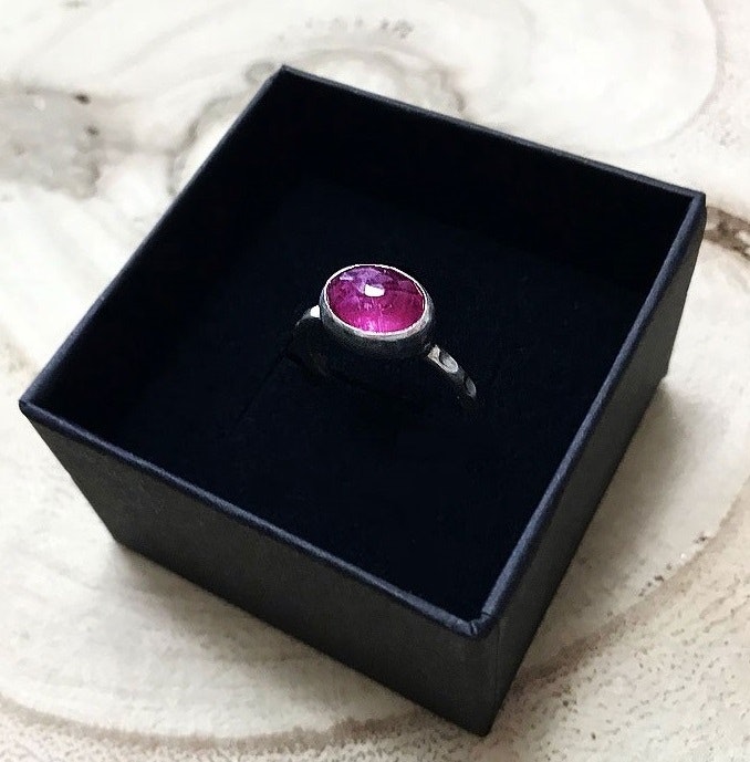 Rosa safir ring äkta silver