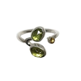 Peridot och Citrin ring silver