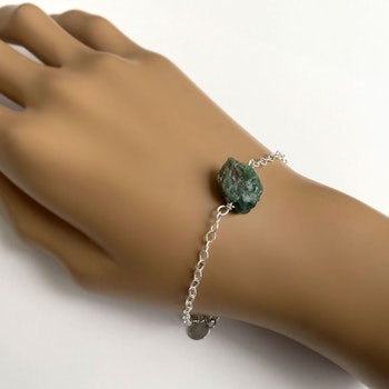 Armband med grön rå Apatit sten silver