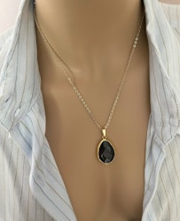 Guldpläterat halsband med svart Onyx