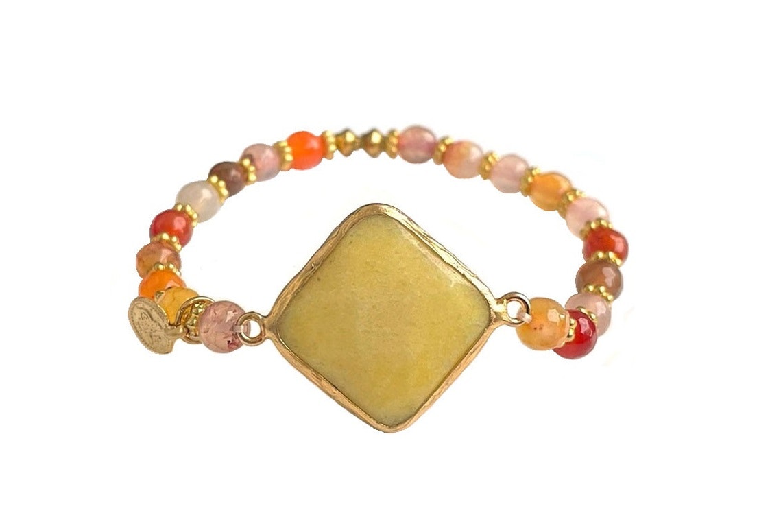 Armband med mixade gula och orange agatstenar