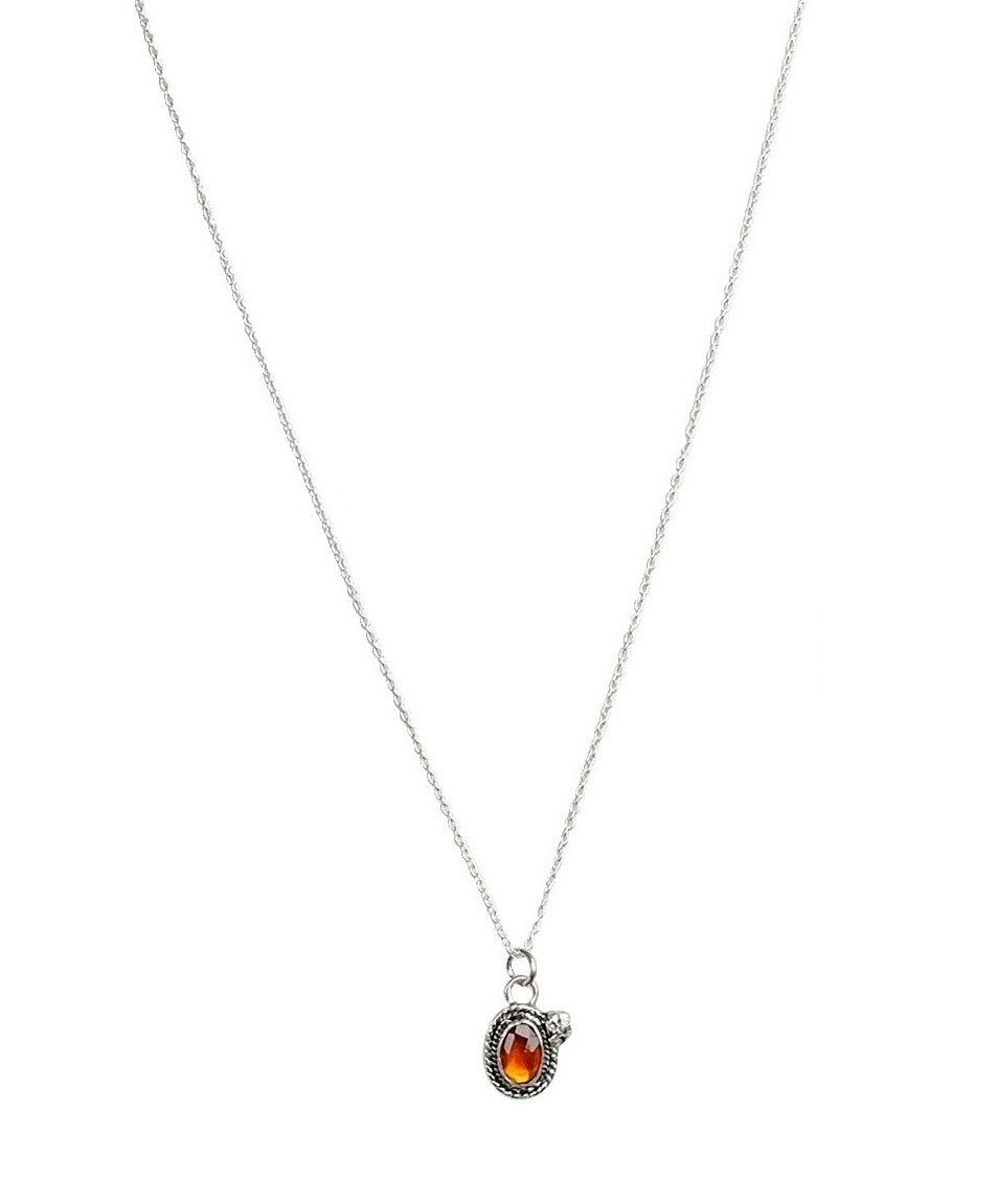 Orange hessonit granat halsband i silver