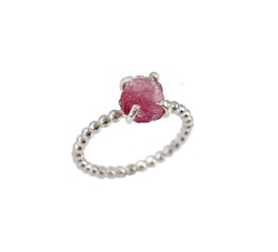 Rosa rå Turmalin ring silver