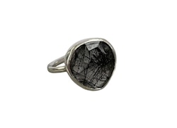 Svart Rutilerad kvarts kristall ring