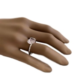 Rå Rosenkvarts ring silver