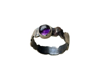 Bred Ametist ring silver