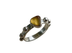 Orange Sjöglas ring silver