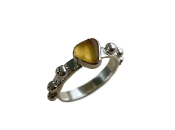 Orange Sjöglas ring silver