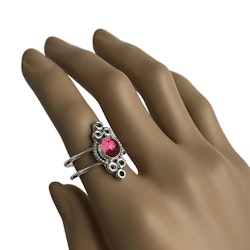 Silverring rosa Kvarts kristall