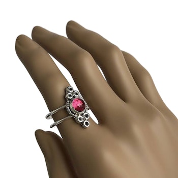 Silverring rosa Kvarts kristall