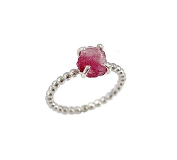 Rosa rå Turmalin ring silver