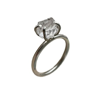 Rå klar kvarts kristall ring silver