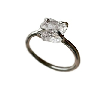 Rå klar kvarts kristall ring silver