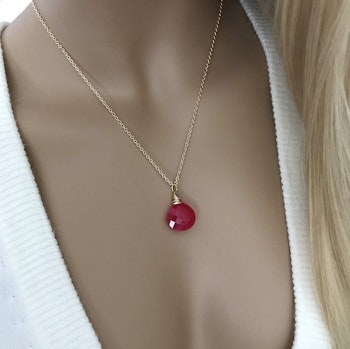 Halsband rosa Kalcedon droppe