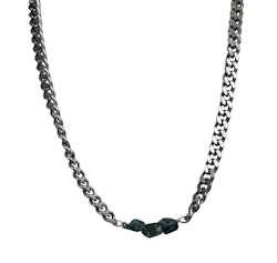 Pansarlänk halsband med gröna Apatiter