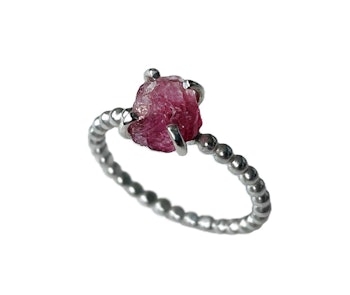 Rosa rå Turmalin ring silver